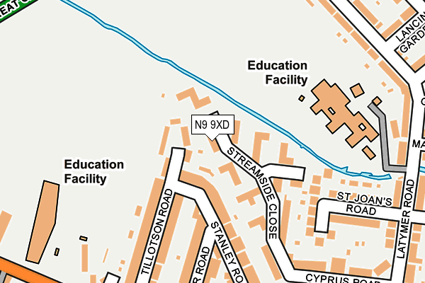N9 9XD map - OS OpenMap – Local (Ordnance Survey)