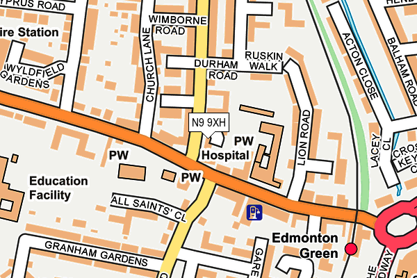 N9 9XH map - OS OpenMap – Local (Ordnance Survey)