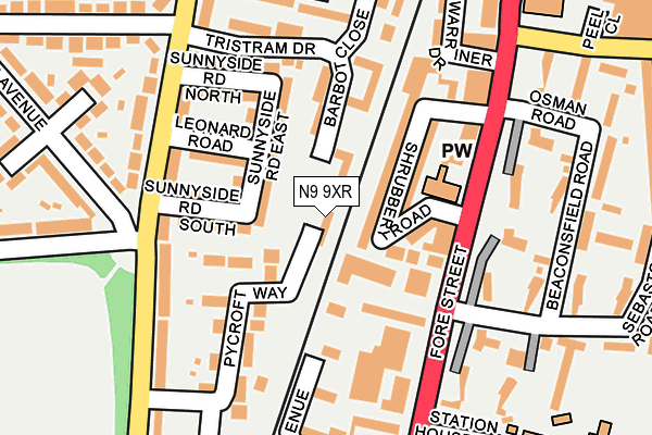 N9 9XR map - OS OpenMap – Local (Ordnance Survey)