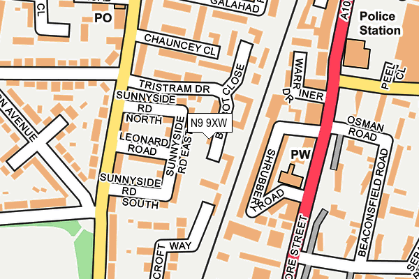 N9 9XW map - OS OpenMap – Local (Ordnance Survey)