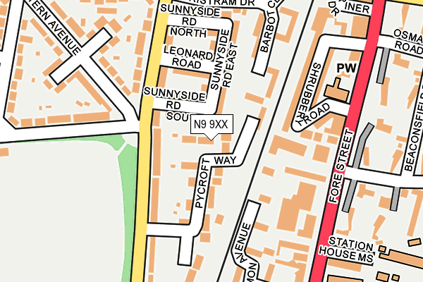 N9 9XX map - OS OpenMap – Local (Ordnance Survey)