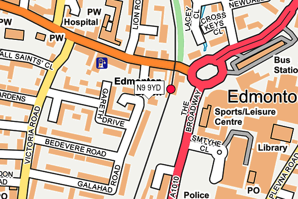 N9 9YD map - OS OpenMap – Local (Ordnance Survey)