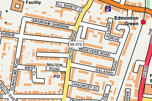 N9 9YS map - OS OpenMap – Local (Ordnance Survey)