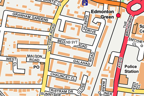 N9 9YT map - OS OpenMap – Local (Ordnance Survey)