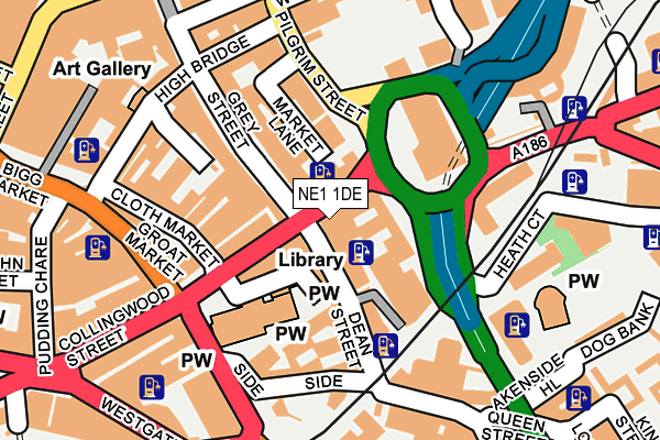 NE1 1DE map - OS OpenMap – Local (Ordnance Survey)