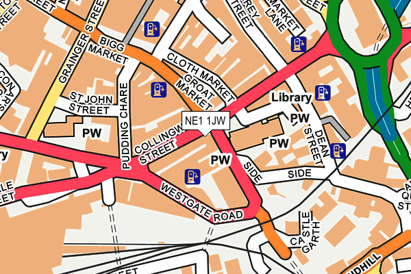 NE1 1JW map - OS OpenMap – Local (Ordnance Survey)