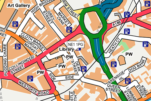 NE1 1PG map - OS OpenMap – Local (Ordnance Survey)