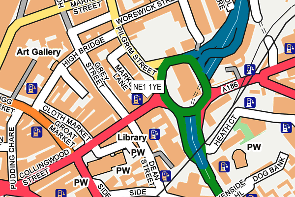 NE1 1YE map - OS OpenMap – Local (Ordnance Survey)