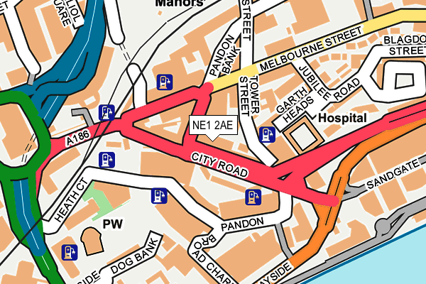 NE1 2AE map - OS OpenMap – Local (Ordnance Survey)