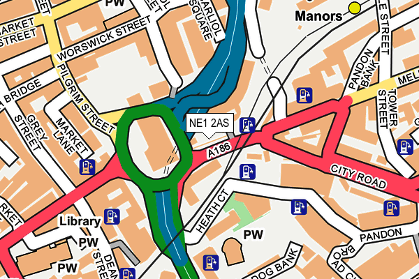 NE1 2AS map - OS OpenMap – Local (Ordnance Survey)