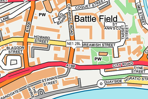 NE1 2BL map - OS OpenMap – Local (Ordnance Survey)