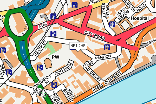 NE1 2HF map - OS OpenMap – Local (Ordnance Survey)