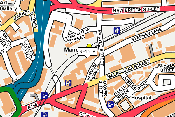 NE1 2JA map - OS OpenMap – Local (Ordnance Survey)