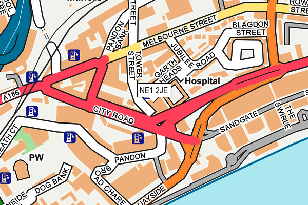 NE1 2JE map - OS OpenMap – Local (Ordnance Survey)
