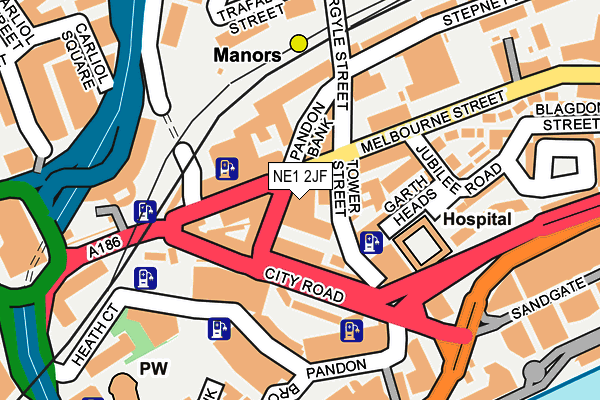 NE1 2JF map - OS OpenMap – Local (Ordnance Survey)