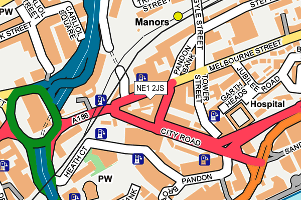 NE1 2JS map - OS OpenMap – Local (Ordnance Survey)