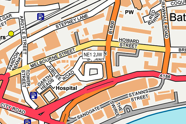 NE1 2JW map - OS OpenMap – Local (Ordnance Survey)