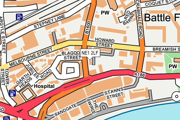 NE1 2LF map - OS OpenMap – Local (Ordnance Survey)