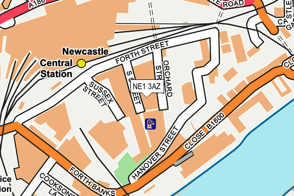 NE1 3AZ map - OS OpenMap – Local (Ordnance Survey)