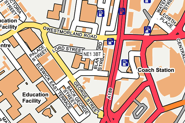 NE1 3BT map - OS OpenMap – Local (Ordnance Survey)