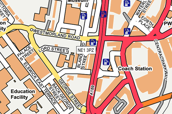 NE1 3PZ map - OS OpenMap – Local (Ordnance Survey)