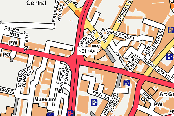 NE1 4AX map - OS OpenMap – Local (Ordnance Survey)