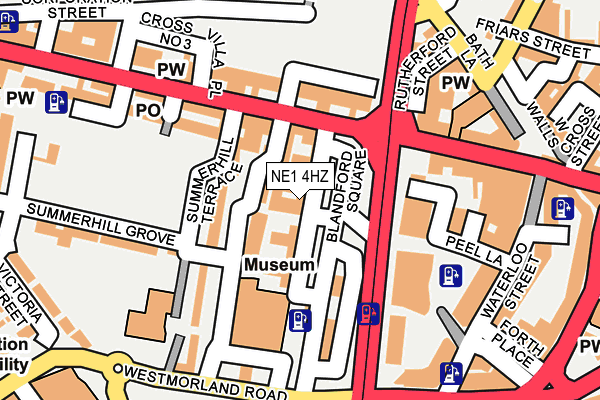 NE1 4HZ map - OS OpenMap – Local (Ordnance Survey)