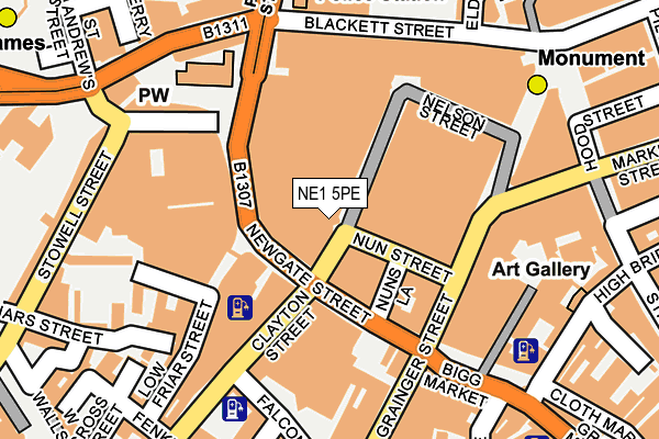 NE1 5PE map - OS OpenMap – Local (Ordnance Survey)