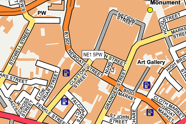 NE1 5PW map - OS OpenMap – Local (Ordnance Survey)