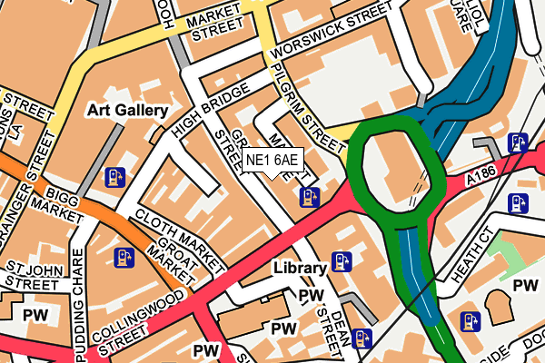 NE1 6AE map - OS OpenMap – Local (Ordnance Survey)