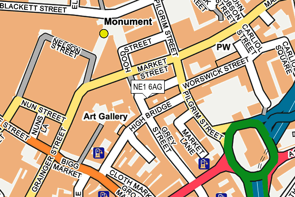 NE1 6AG map - OS OpenMap – Local (Ordnance Survey)