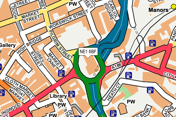 NE1 6BF map - OS OpenMap – Local (Ordnance Survey)