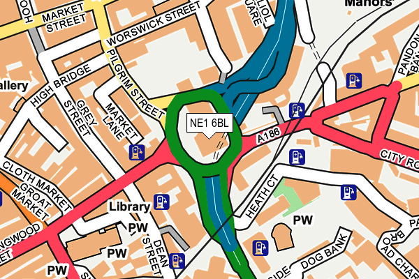 NE1 6BL map - OS OpenMap – Local (Ordnance Survey)