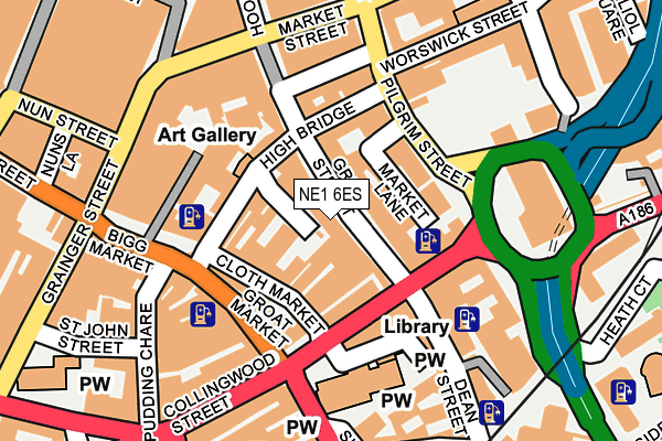 NE1 6ES map - OS OpenMap – Local (Ordnance Survey)