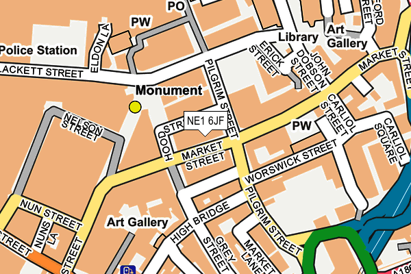 NE1 6JF map - OS OpenMap – Local (Ordnance Survey)