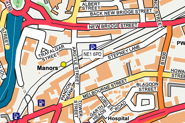NE1 6PD map - OS OpenMap – Local (Ordnance Survey)