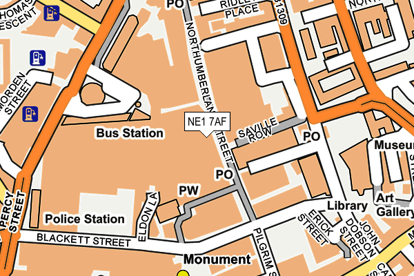 NE1 7AF map - OS OpenMap – Local (Ordnance Survey)
