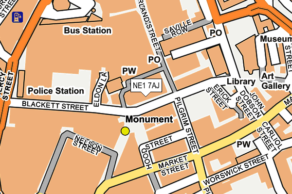 NE1 7AJ map - OS OpenMap – Local (Ordnance Survey)