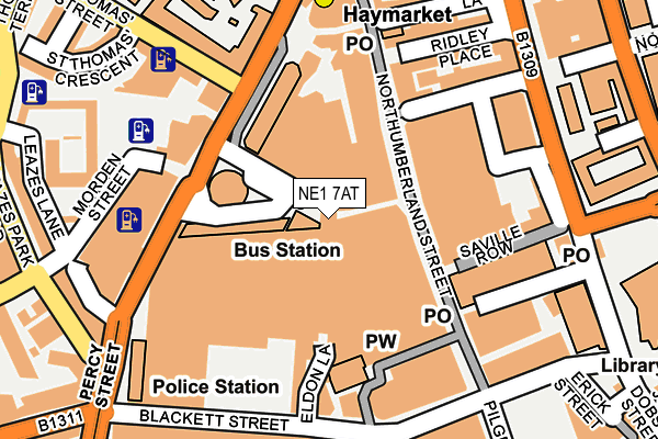 NE1 7AT map - OS OpenMap – Local (Ordnance Survey)