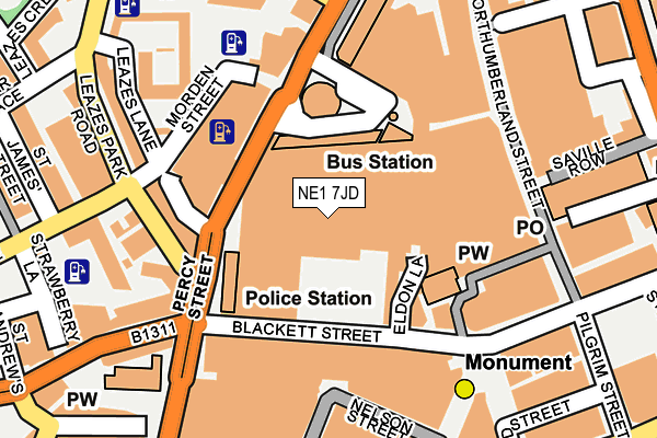 NE1 7JD map - OS OpenMap – Local (Ordnance Survey)