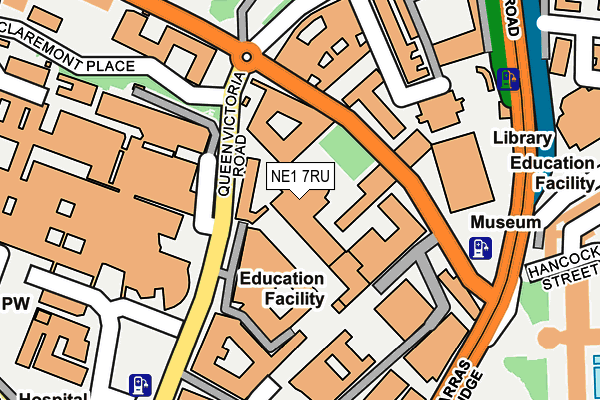 NE1 7RU map - OS OpenMap – Local (Ordnance Survey)