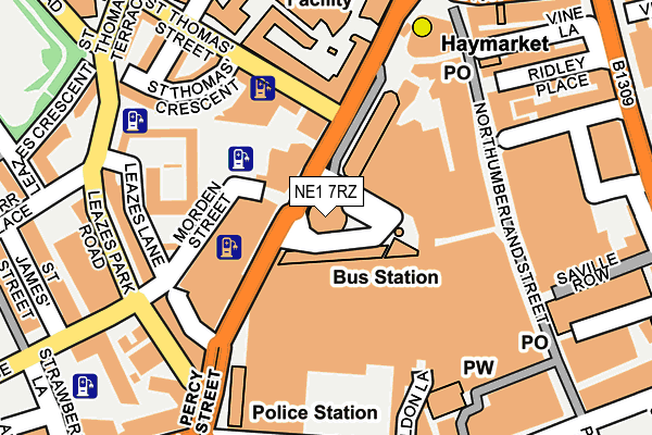 NE1 7RZ map - OS OpenMap – Local (Ordnance Survey)