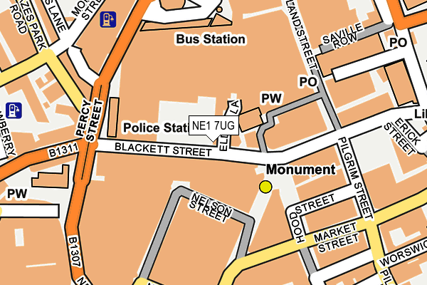 NE1 7UG map - OS OpenMap – Local (Ordnance Survey)