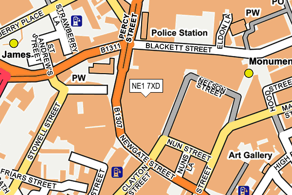NE1 7XD map - OS OpenMap – Local (Ordnance Survey)