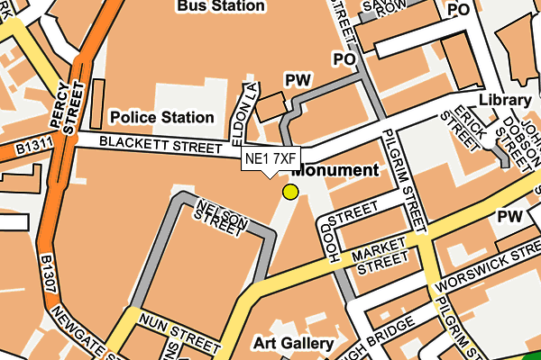 NE1 7XF map - OS OpenMap – Local (Ordnance Survey)