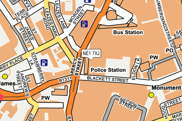 NE1 7XJ map - OS OpenMap – Local (Ordnance Survey)