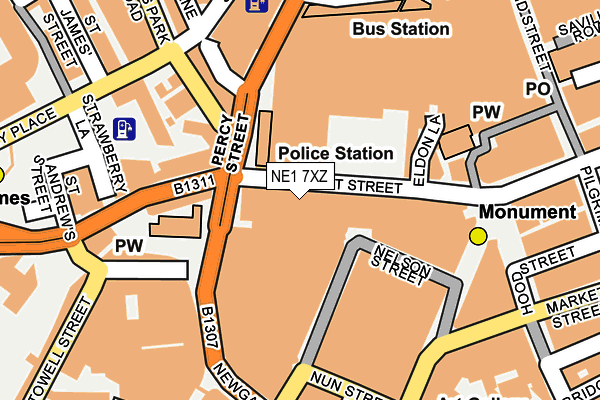 NE1 7XZ map - OS OpenMap – Local (Ordnance Survey)