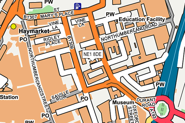 NE1 8DE map - OS OpenMap – Local (Ordnance Survey)