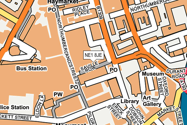 NE1 8JE map - OS OpenMap – Local (Ordnance Survey)