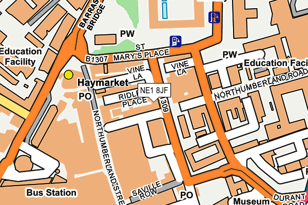 NE1 8JF map - OS OpenMap – Local (Ordnance Survey)